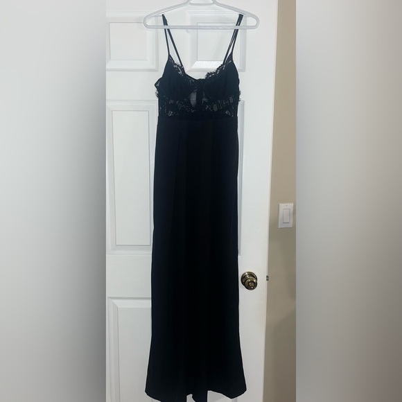 NWOT SEXY REVAMPED Black Lace Sheer Jumpsuit with Wide Leg, SZ S - Picture 8 of 8